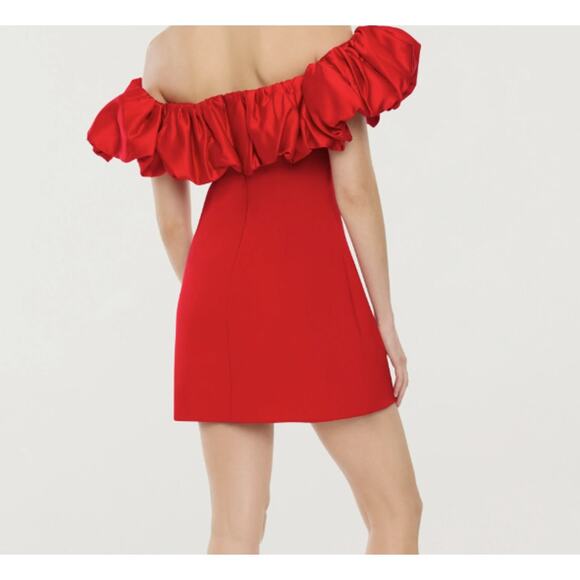 LIKELY x REVOLVE Ina Ruffle Red Off The Shoulder Ruffle Mini Dress Sz 6 / Small - Picture 10 of 13